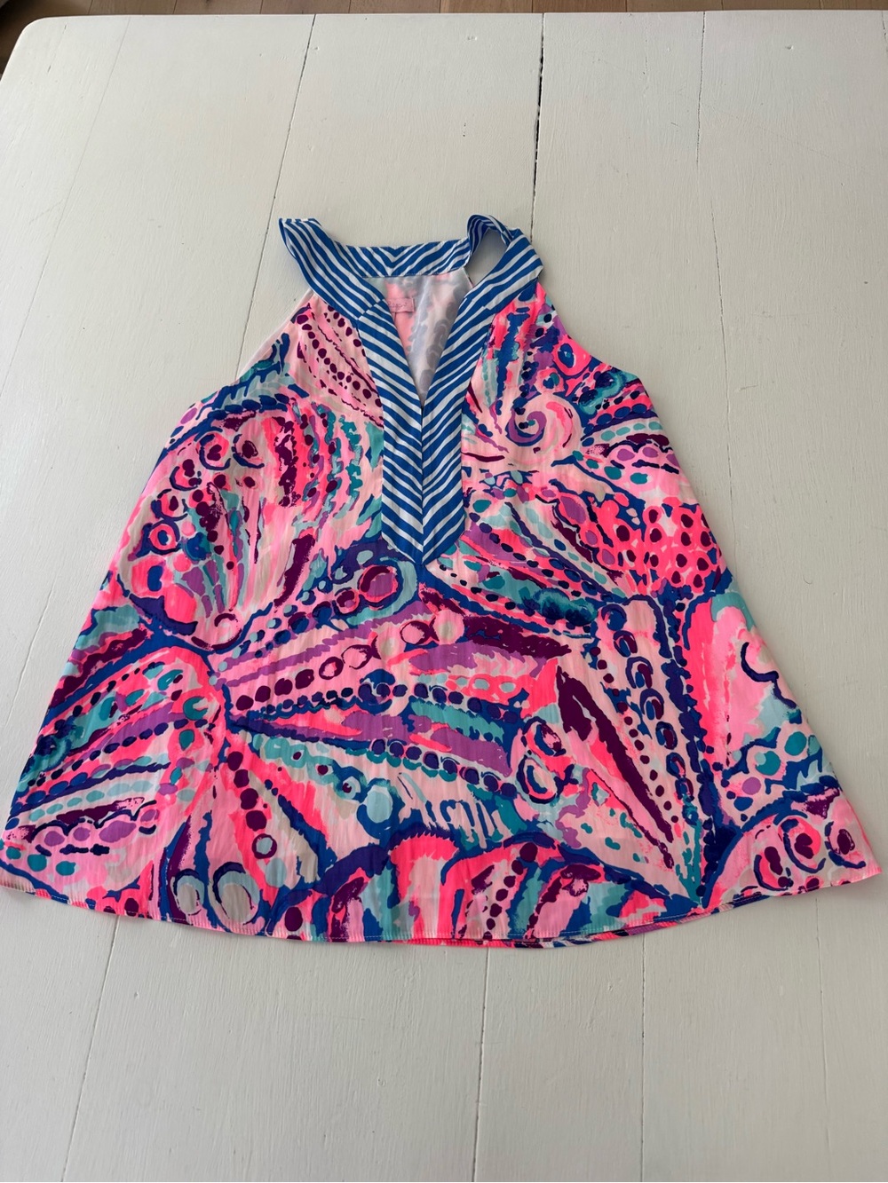 Lilly Pulitzer Pink, Blue & Coral Printed Halter Dress